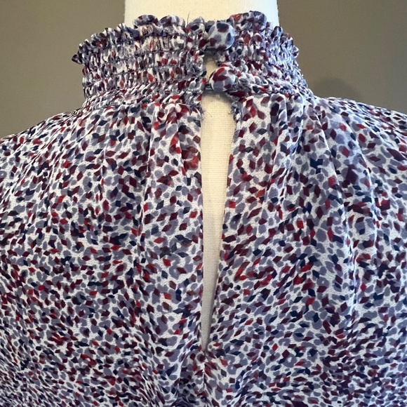 1. State Midi Dress Smocked Neck Ruffle Cap Sleeve Tiered Skirting, Size Large - Picture 7 of 15